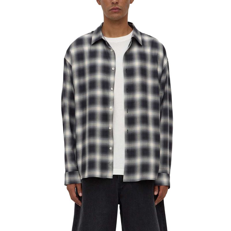 Assembly Label Elio Japanese Check Long Sleeve Shirt True Navy/Cream image number 0